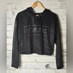 Infinite Performance Black Fish Net Cropped Hoodie - Fearless